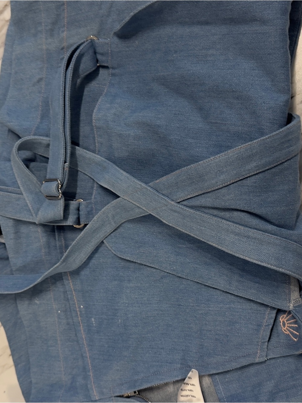 Samantha Pleet Light Blue Denim Dress with Cream Underdetail - Picture 9 of 10